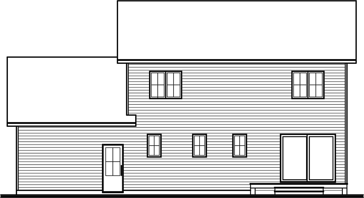 Country, Craftsman, Farmhouse Plan with 1810 Sq. Ft., 3 Bedrooms, 2 Bathrooms, 1 Car Garage Rear Elevation