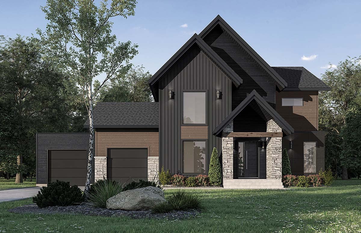 Contemporary, Farmhouse, Tudor Plan with 4270 Sq. Ft., 5 Bedrooms, 4 Bathrooms, 2 Car Garage Elevation