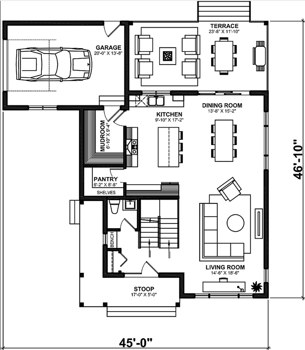 Country Craftsman Farmhouse Level One of Plan 81803