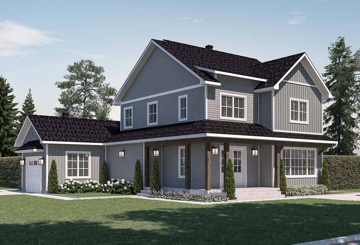 Country, Craftsman, Farmhouse Plan with 1914 Sq. Ft., 3 Bedrooms, 3 Bathrooms, 1 Car Garage Picture 2