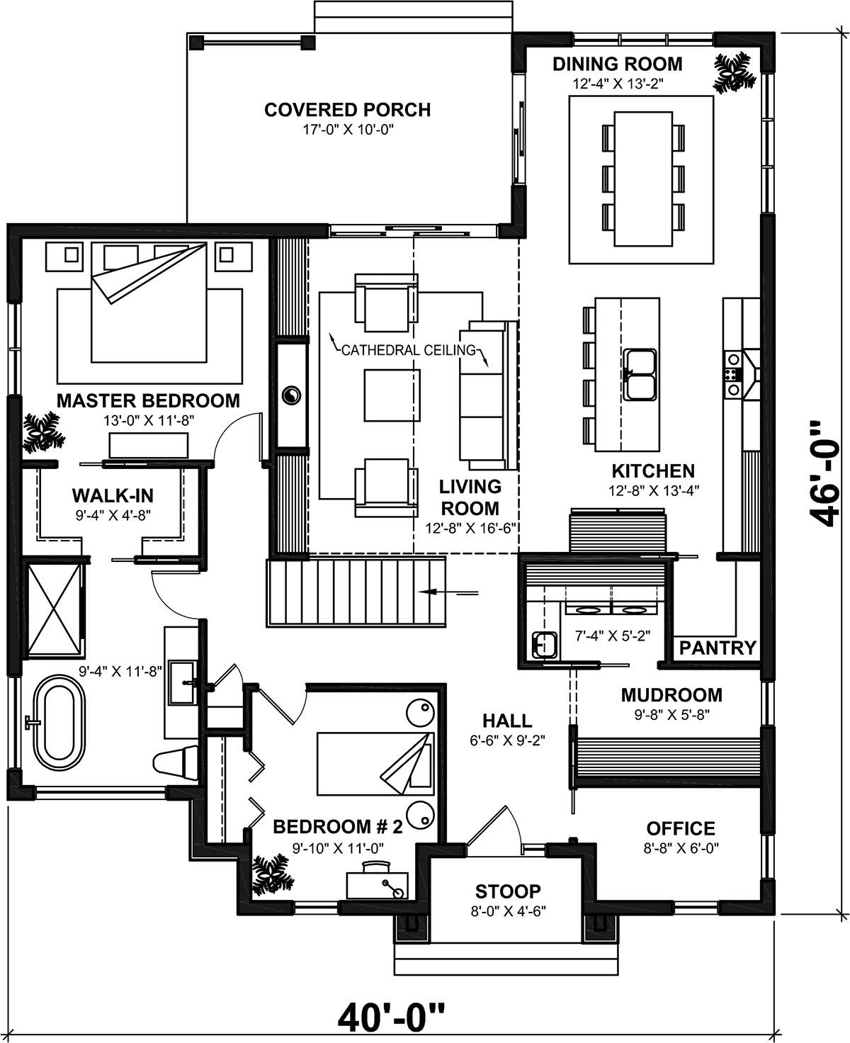 Cabin Contemporary Cottage Country Ranch Level One of Plan 81805