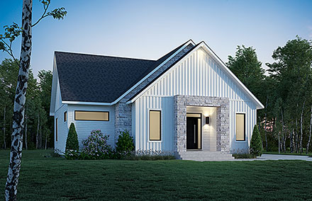 Cabin Contemporary Cottage Country Ranch Elevation of Plan 81805