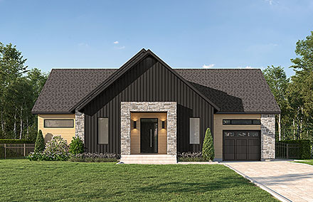 Cabin Contemporary Cottage Modern Ranch Elevation of Plan 81806