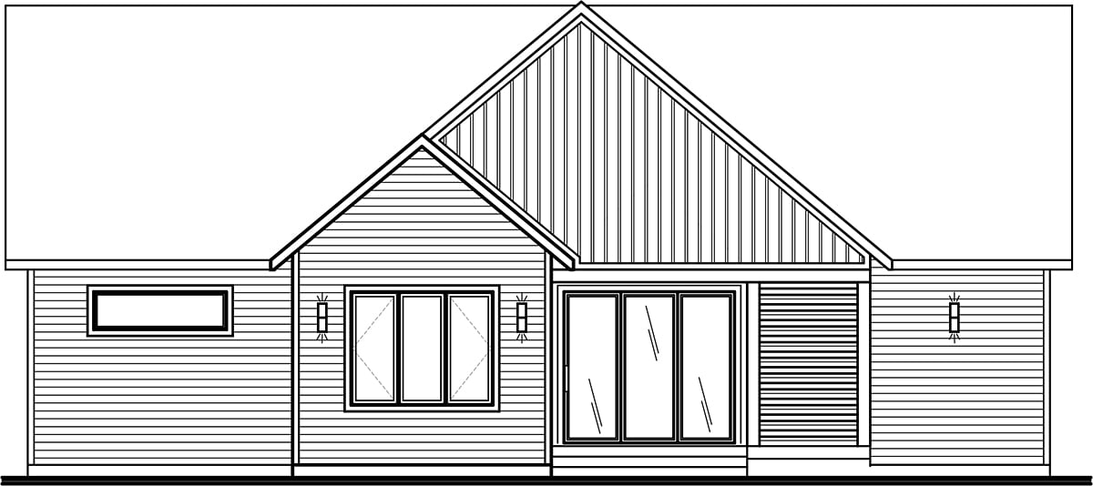 Cabin Contemporary Cottage Modern Ranch Rear Elevation of Plan 81806