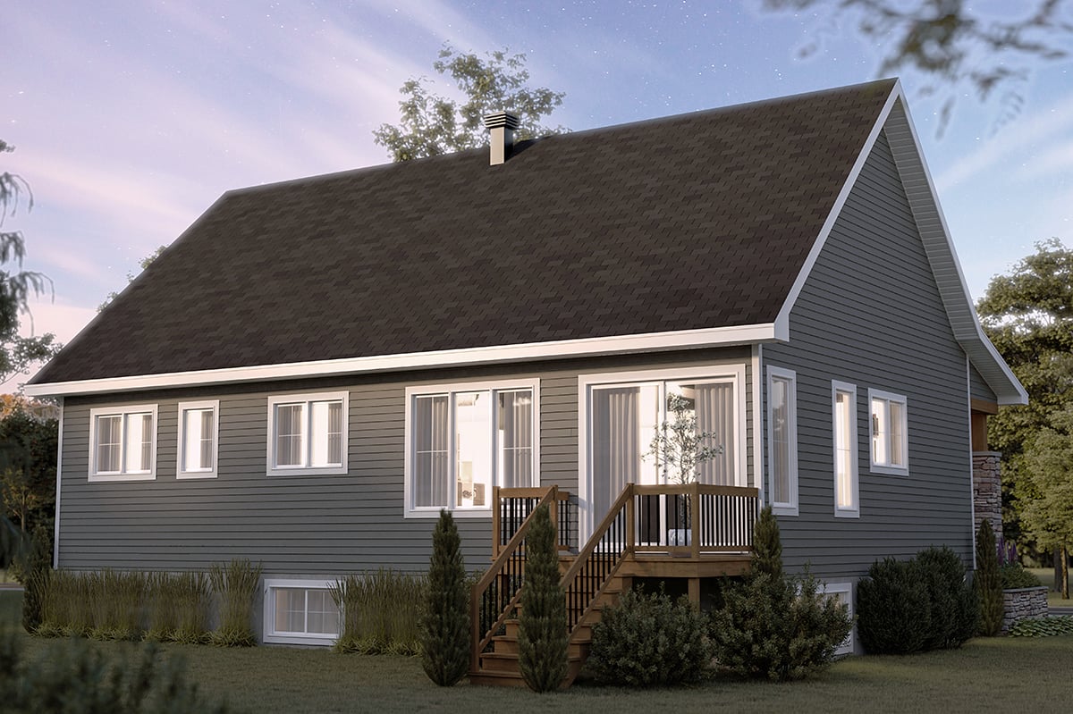 Country Craftsman Farmhouse Ranch Rear Elevation of Plan 81807