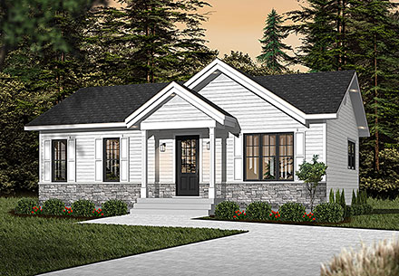 Country Craftsman Farmhouse Ranch Traditional Elevation of Plan 81810