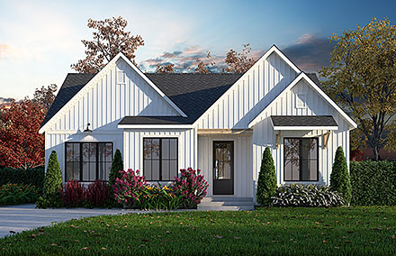 Country Farmhouse Ranch Elevation of Plan 81811