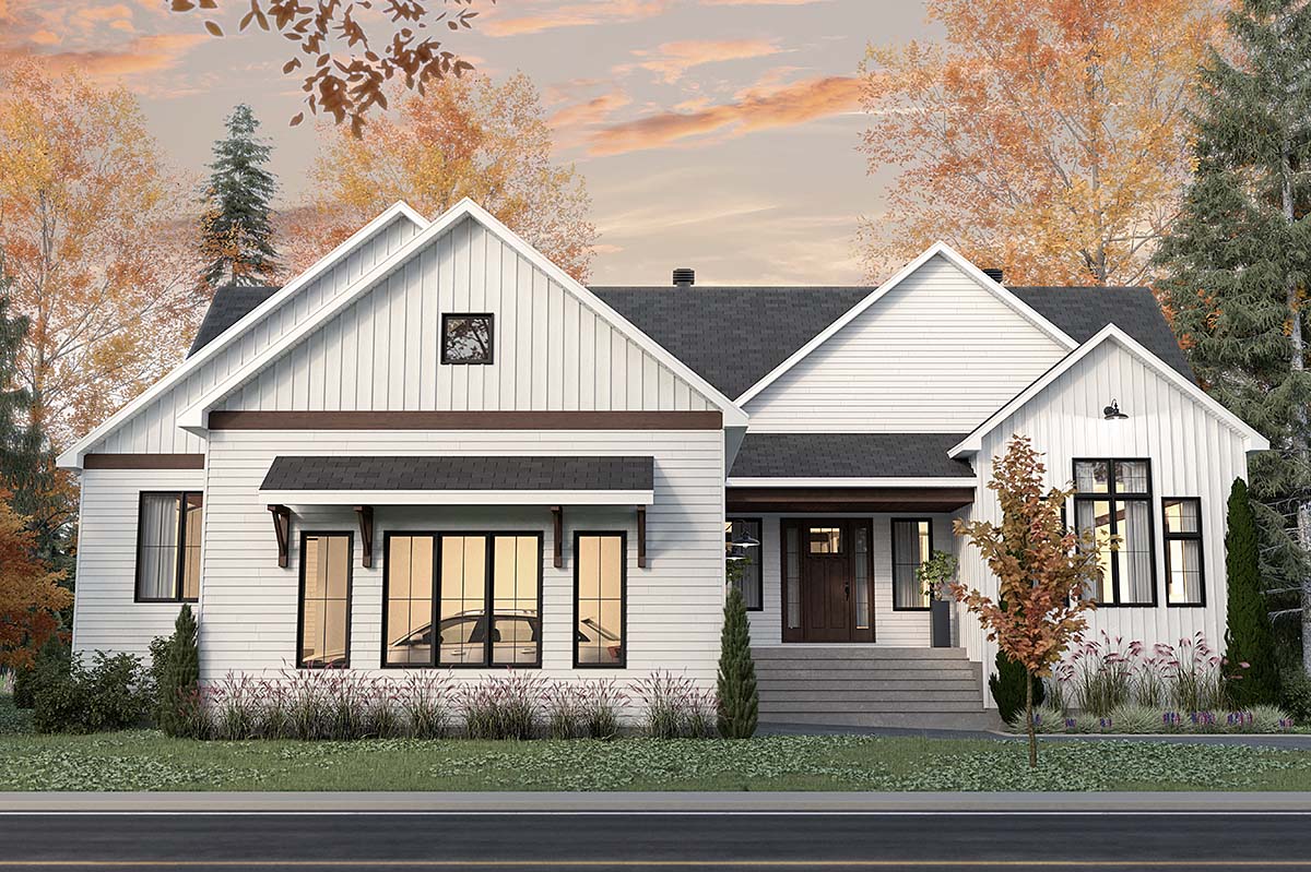 Country, Farmhouse, Ranch Plan with 2324 Sq. Ft., 3 Bedrooms, 2 Bathrooms, 2 Car Garage Elevation