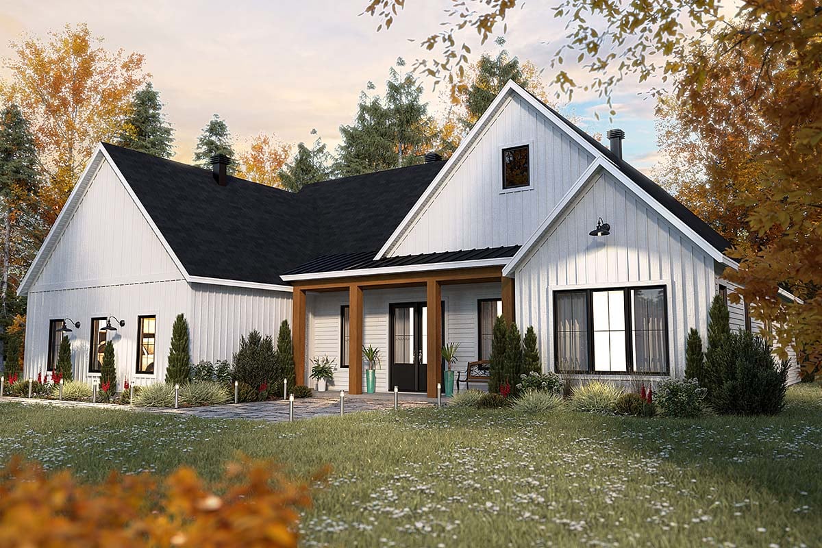 Country, Farmhouse, Ranch Plan with 2440 Sq. Ft., 4 Bedrooms, 3 Bathrooms, 2 Car Garage Elevation