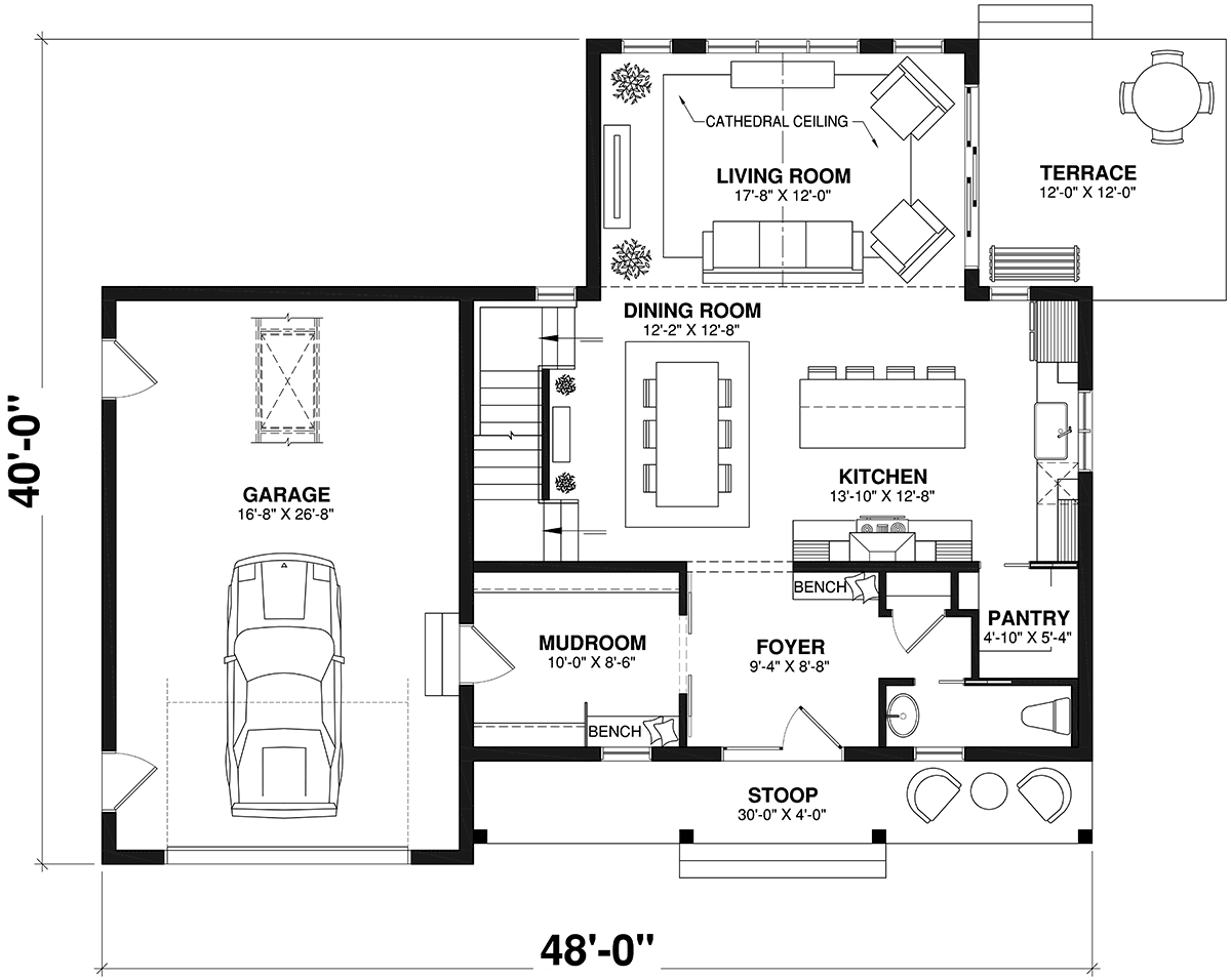 Coastal Country Craftsman Farmhouse Level One of Plan 81814