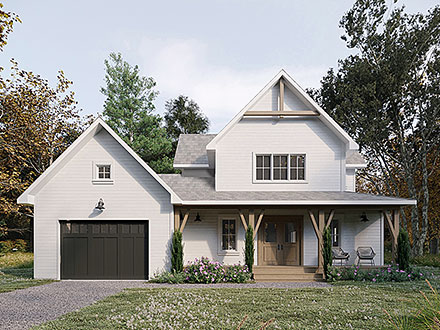 Coastal Country Craftsman Farmhouse Elevation of Plan 81814