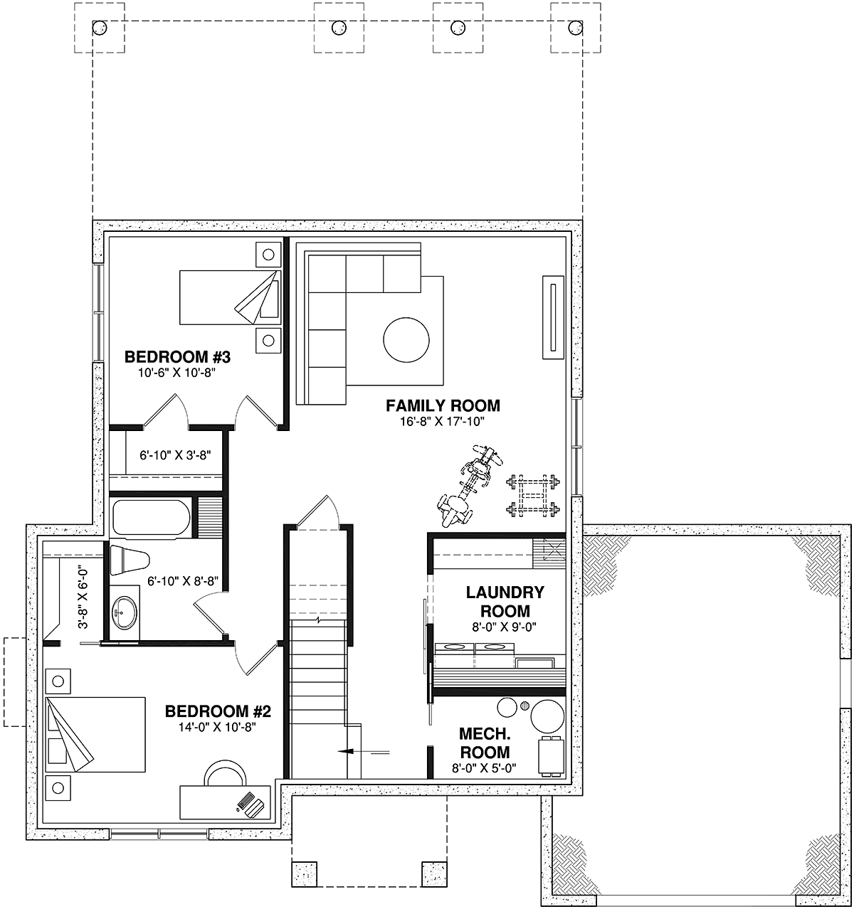 Country Farmhouse Traditional Lower Level of Plan 81817