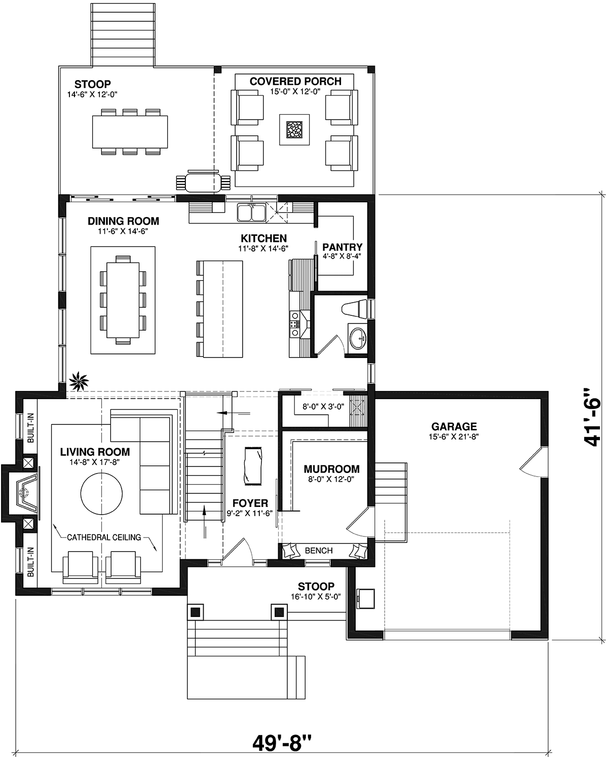 Country Farmhouse Traditional Level One of Plan 81817