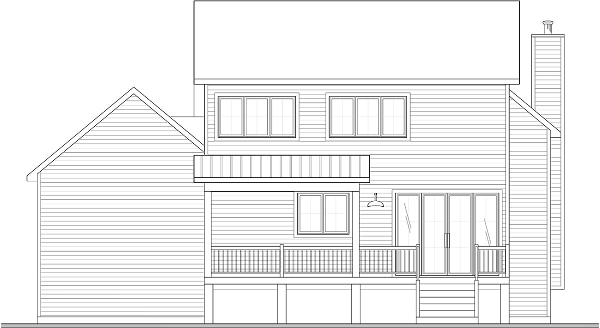 Country Farmhouse Traditional Rear Elevation of Plan 81817