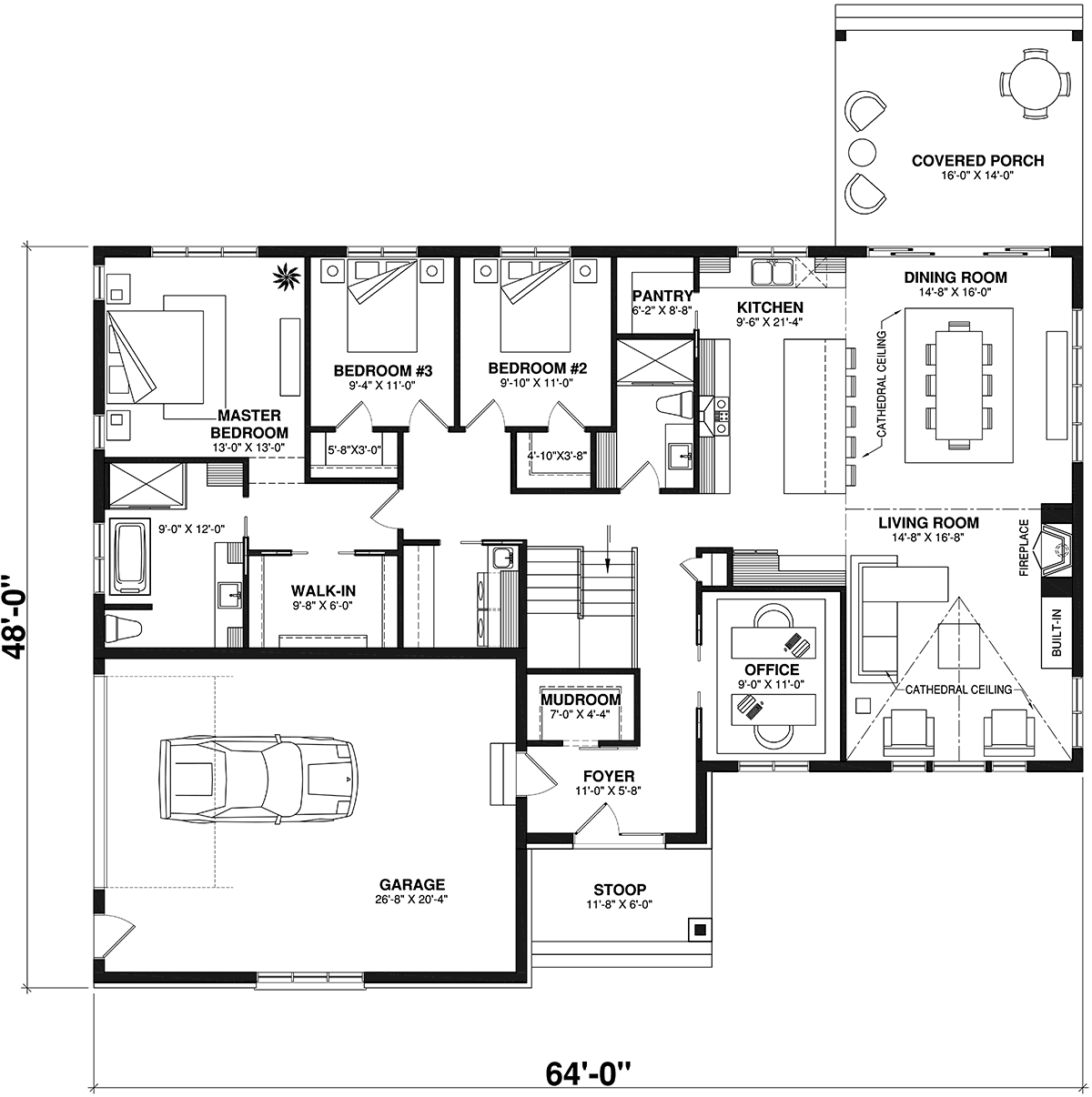 Country Farmhouse Ranch Level One of Plan 81818