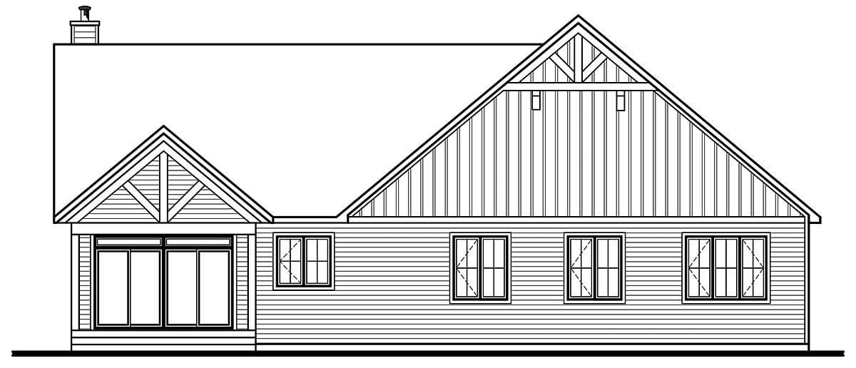 Country, Farmhouse, Ranch Plan with 2039 Sq. Ft., 3 Bedrooms, 2 Bathrooms, 1 Car Garage Picture 2