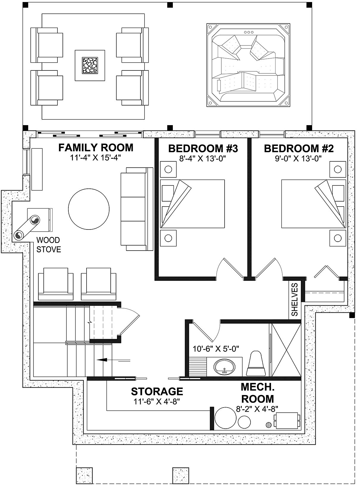 Cabin Cottage Country Craftsman Lower Level of Plan 81819