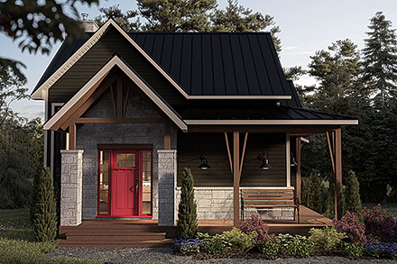 Cabin Cottage Country Craftsman Elevation of Plan 81819