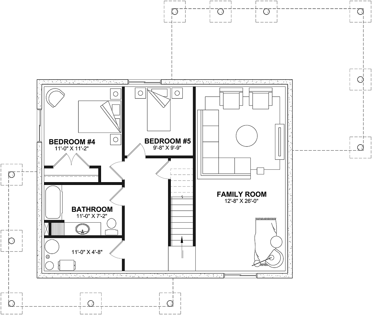Cape Cod Country Farmhouse Traditional Lower Level of Plan 81820