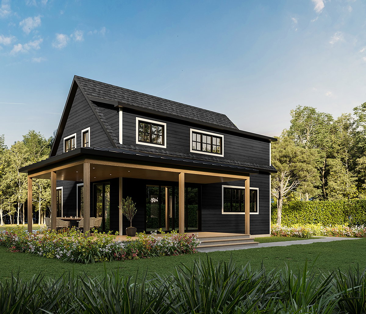 Cape Cod Country Farmhouse Traditional Rear Elevation of Plan 81820