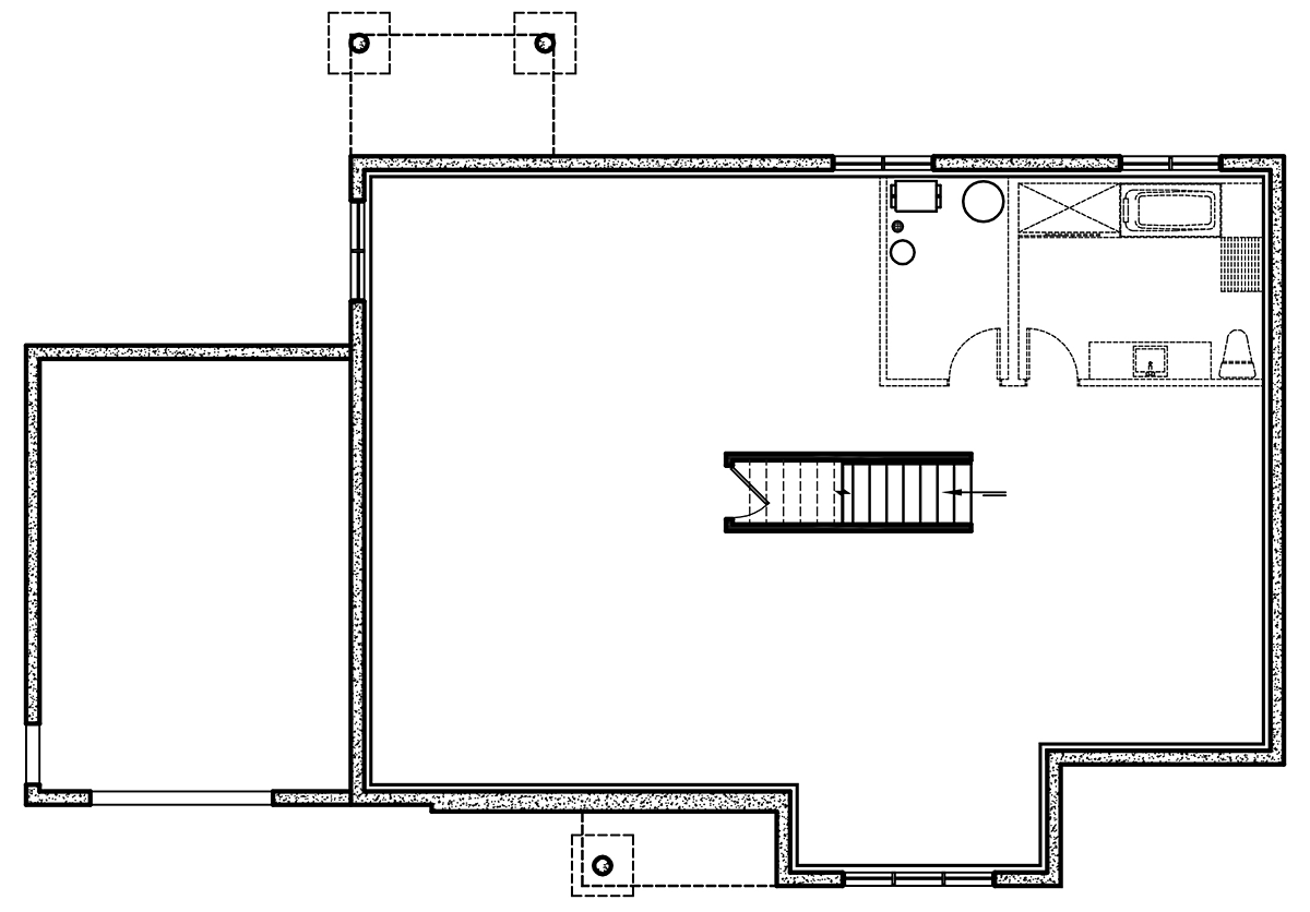 Country Farmhouse Ranch Lower Level of Plan 81821