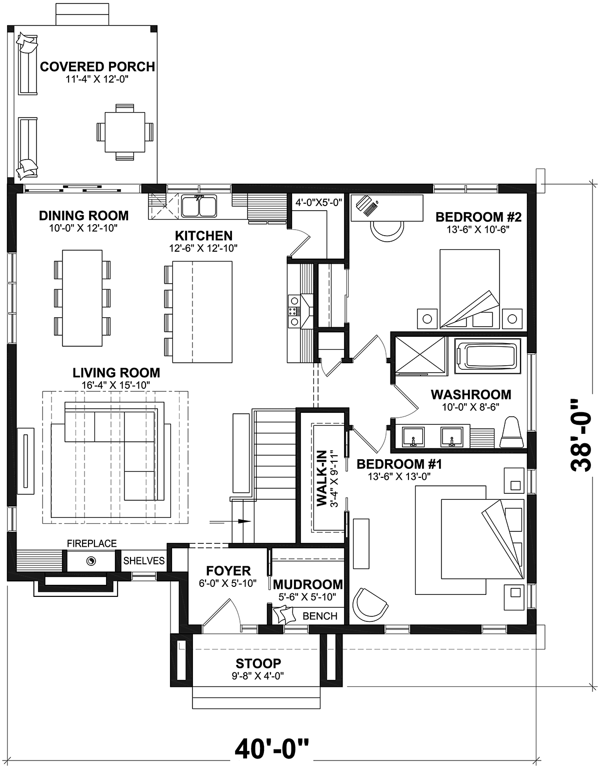 Contemporary Ranch Level One of Plan 81822