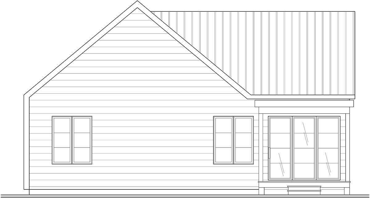 Contemporary Ranch Rear Elevation of Plan 81822