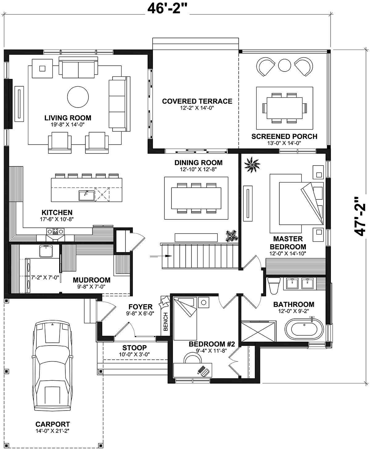 Bungalow Contemporary Modern Level One of Plan 81823