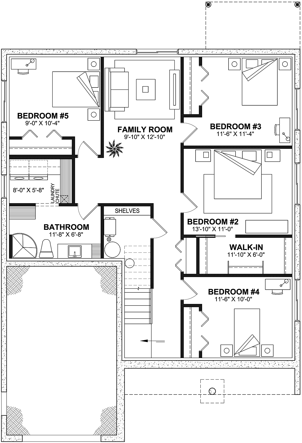 Country Farmhouse Ranch Lower Level of Plan 81826