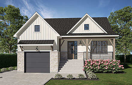 Country Farmhouse Ranch Elevation of Plan 81826