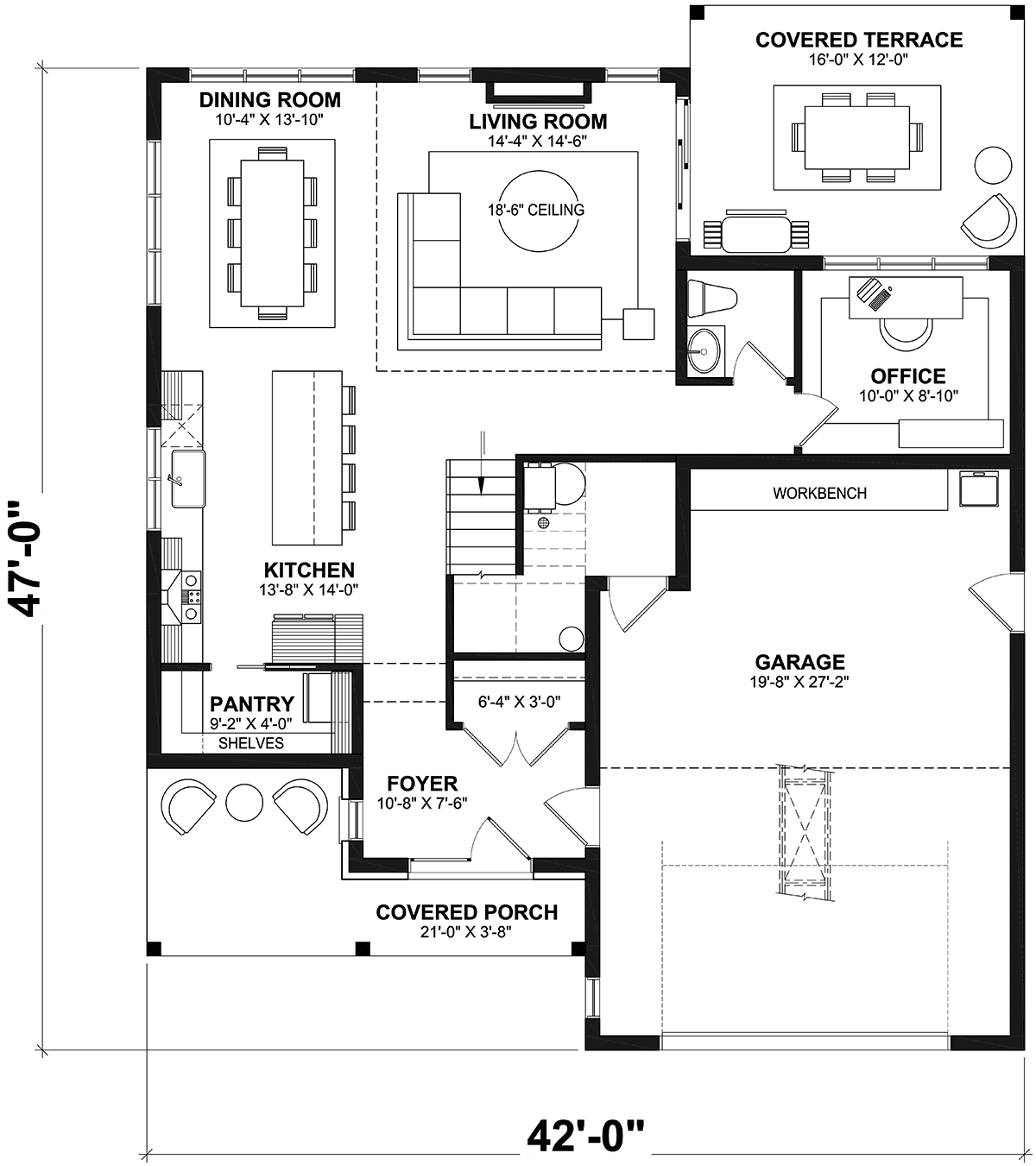 Country Farmhouse Traditional Level One of Plan 81827