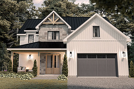 Country Farmhouse Traditional Elevation of Plan 81827