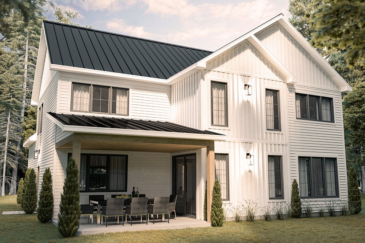 Country Farmhouse Traditional Rear Elevation of Plan 81827