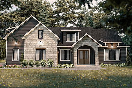 Craftsman Farmhouse French Country Ranch Elevation of Plan 81828