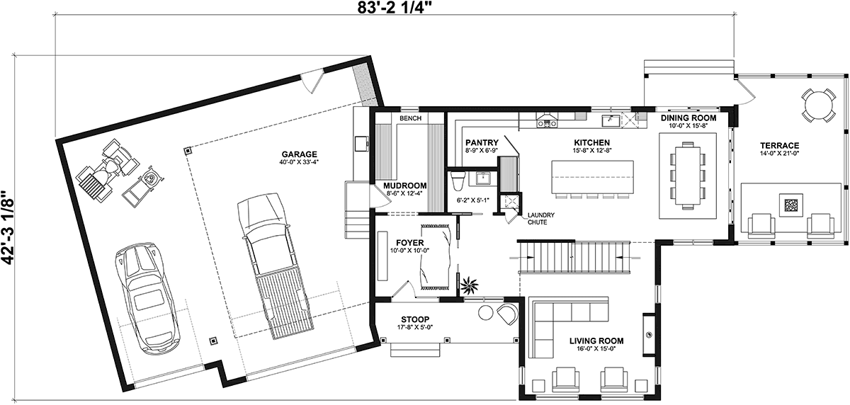 Country Farmhouse Traditional Level One of Plan 81830