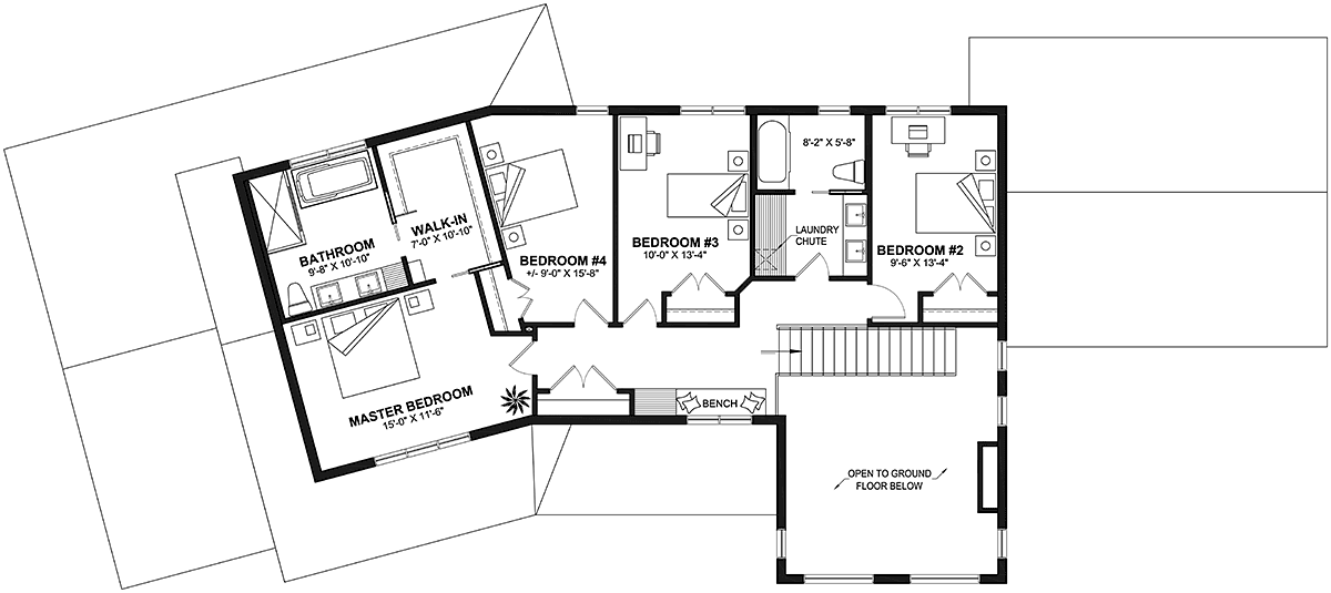 Country Farmhouse Traditional Level Two of Plan 81830