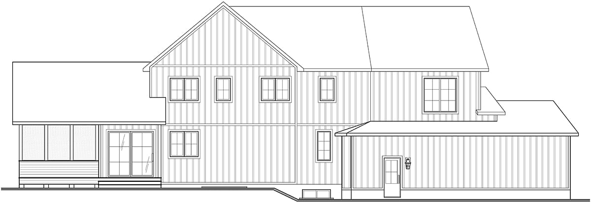 Country Farmhouse Traditional Rear Elevation of Plan 81830