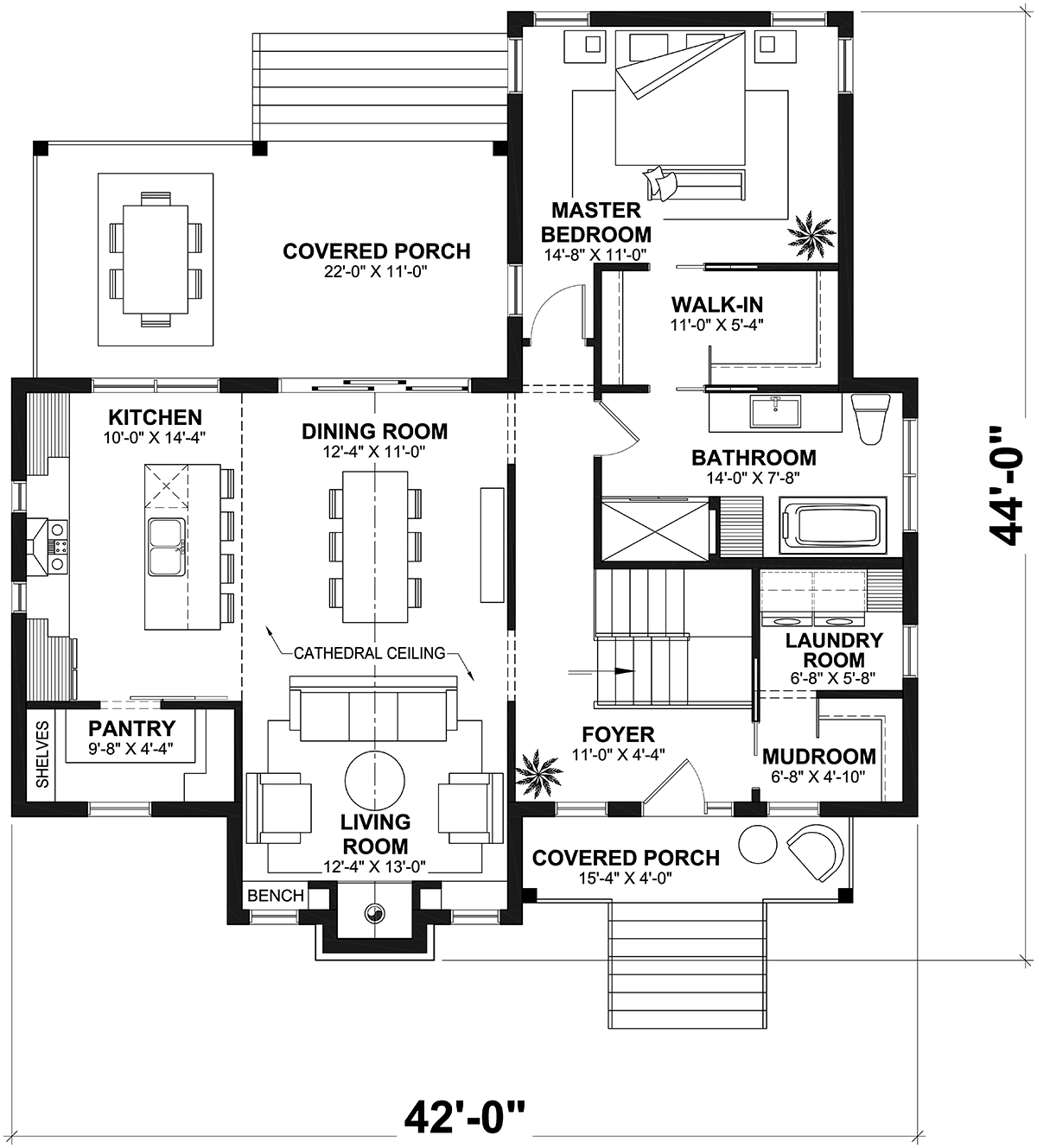 Country Farmhouse Ranch Level One of Plan 81831