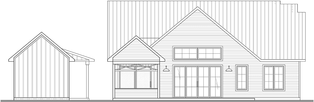 Country Farmhouse Traditional Rear Elevation of Plan 81832