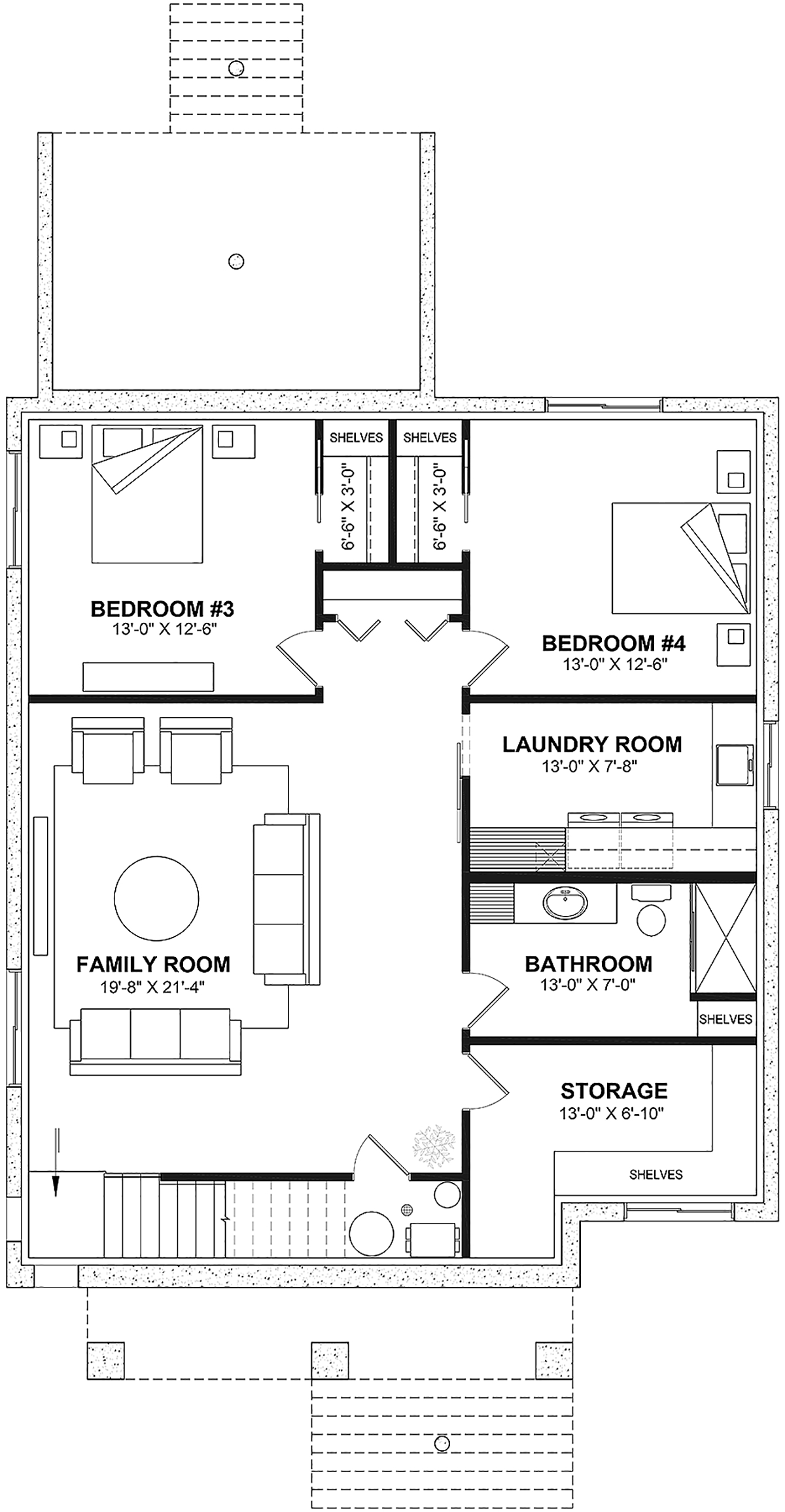 Country Craftsman Farmhouse Lower Level of Plan 81837