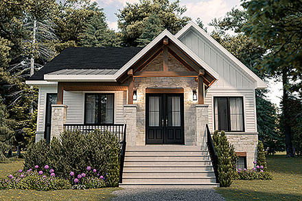Country Craftsman Farmhouse Elevation of Plan 81837