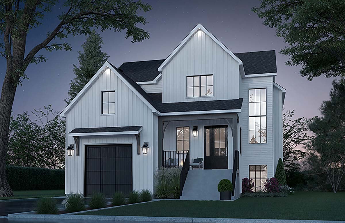 Plan 81838 | Compact 4 Bedroom Farmhouse with Home Office and Gar