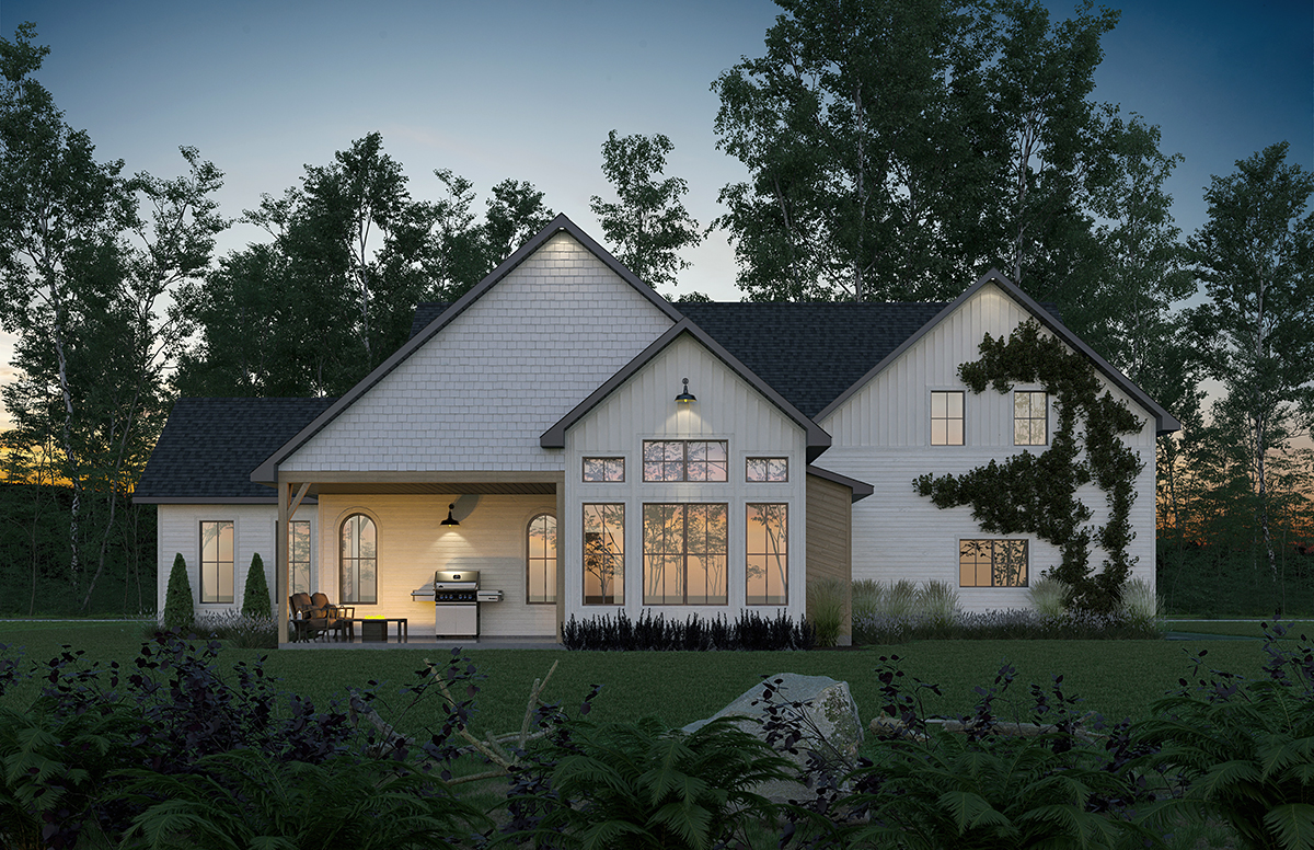 Cape Cod Country Craftsman Farmhouse French Country Rear Elevation of Plan 81839