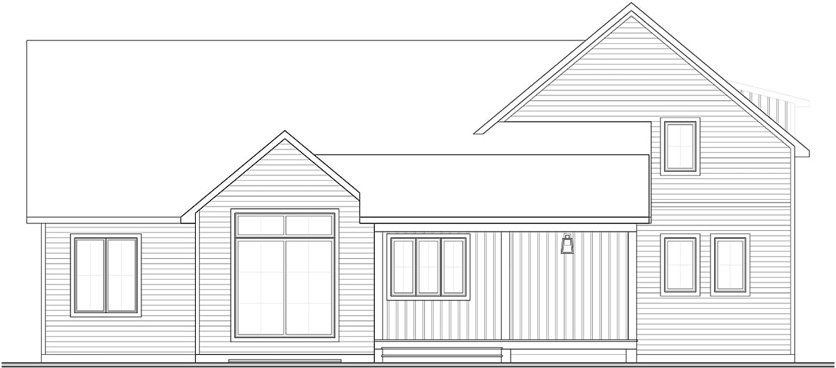 Country Craftsman Farmhouse French Country Ranch Rear Elevation of Plan 81840