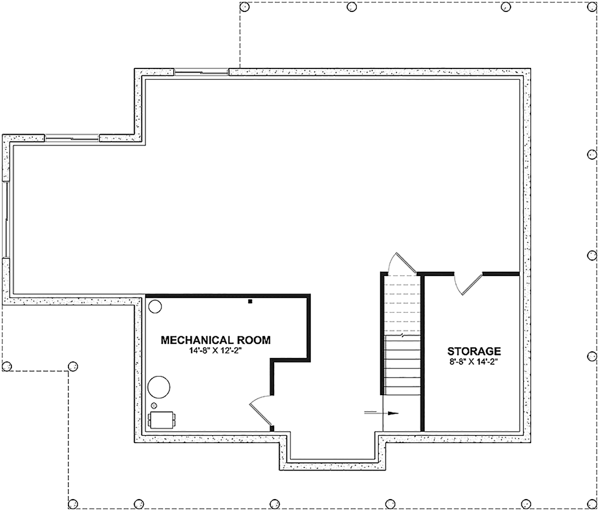 Country Farmhouse French Country Lower Level of Plan 81841
