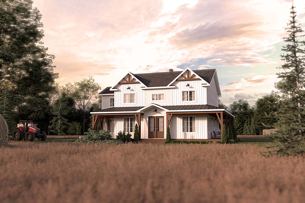 Country, Farmhouse, French Country Plan with 2754 Sq. Ft., 4 Bedrooms, 3 Bathrooms Picture 4