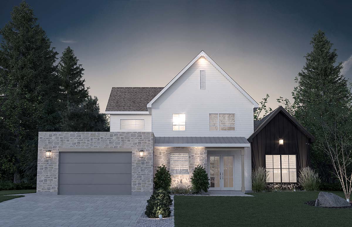 Craftsman, Farmhouse, Traditional Plan with 2161 Sq. Ft., 3 Bedrooms, 3 Bathrooms, 1 Car Garage Picture 2