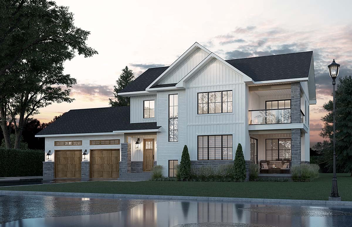 Country, Craftsman, Farmhouse, French Country Plan with 3166 Sq. Ft., 4 Bedrooms, 4 Bathrooms, 2 Car Garage Elevation