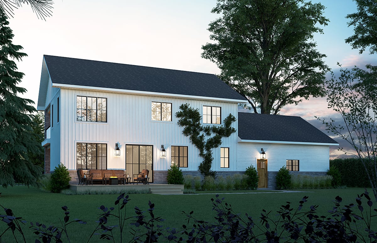 Country, Craftsman, Farmhouse, French Country Plan with 3166 Sq. Ft., 4 Bedrooms, 4 Bathrooms, 2 Car Garage Rear Elevation