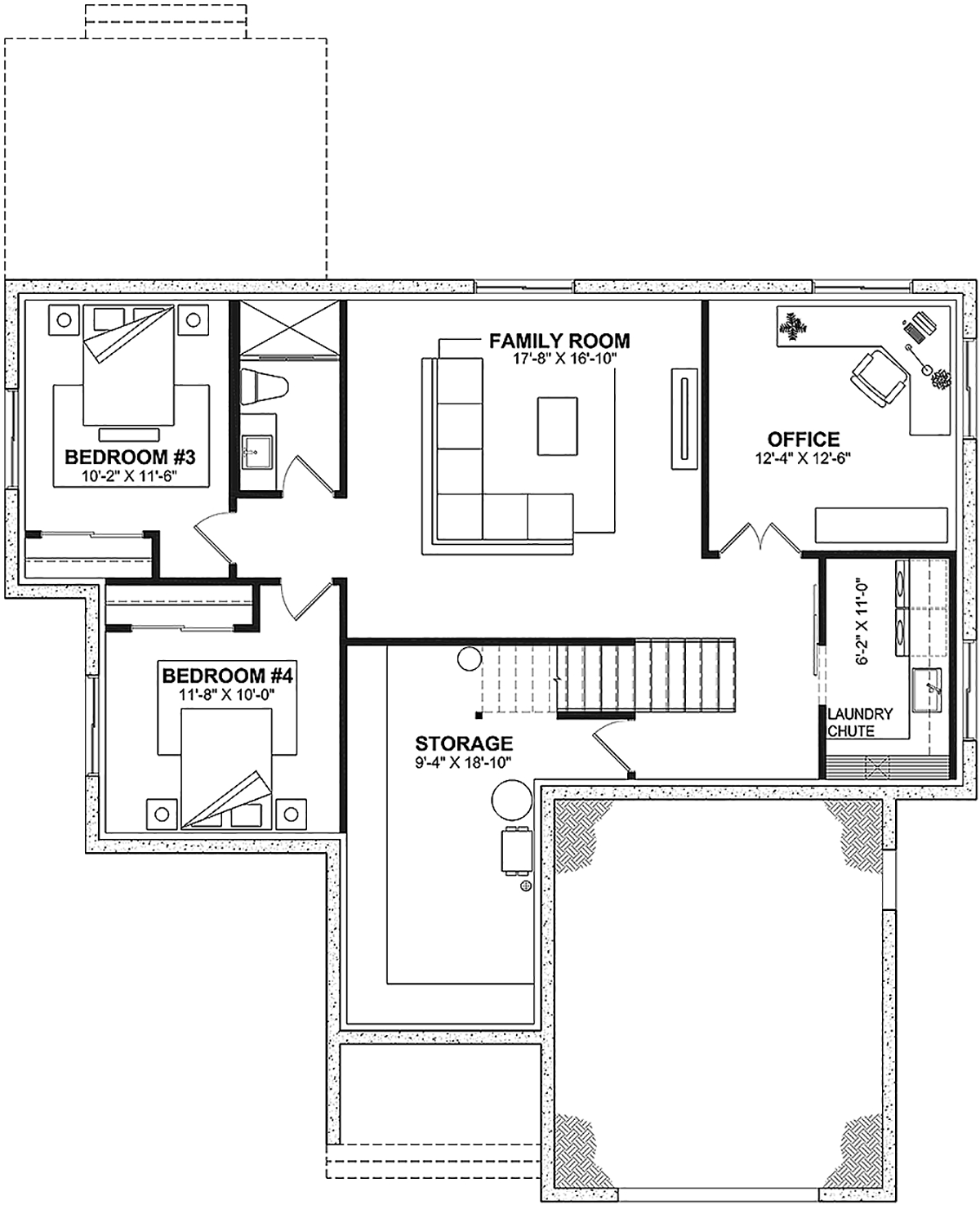 Country European French Country Ranch Lower Level of Plan 81850